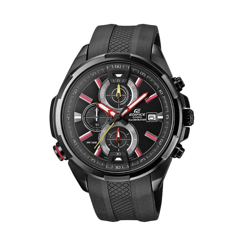 CASIO EDIFICE Chronograph Neon Illuminator Tali Karet Jam Tangan Pria - Hitam EFR-536PB-1A3VDF