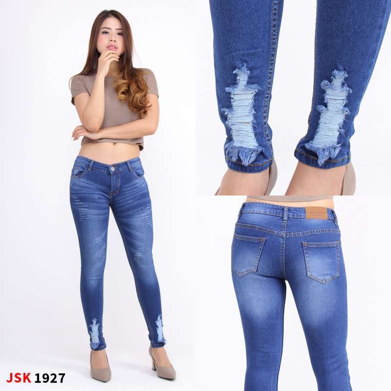 Ripped Skinny Jeans Wanita Celana 