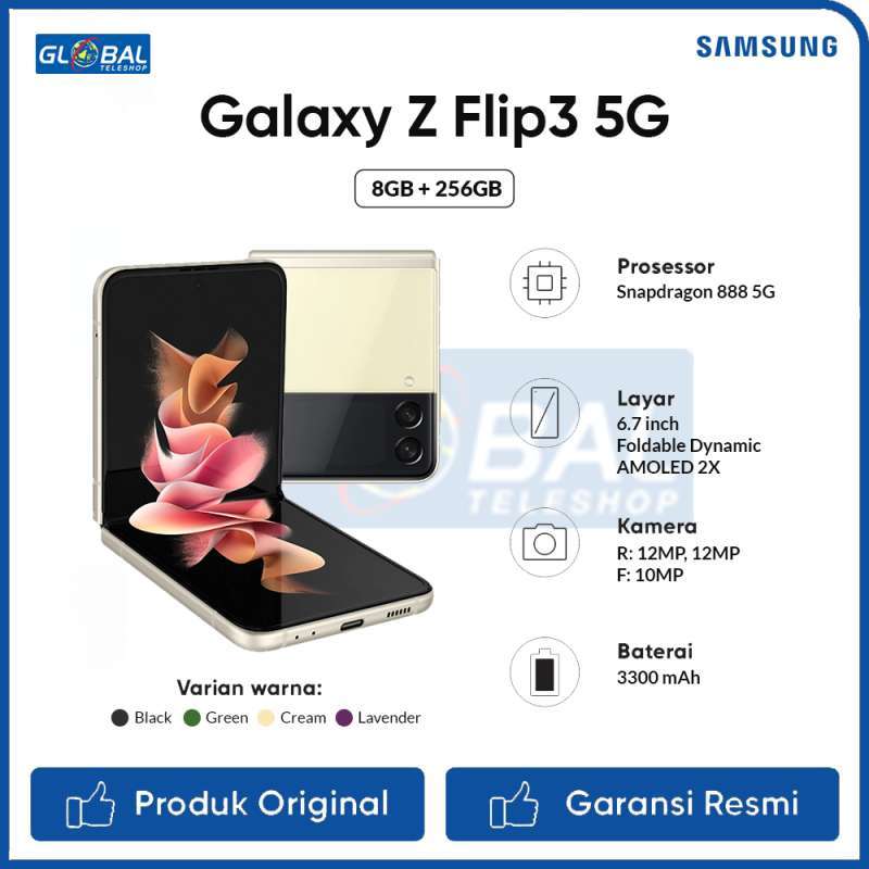 Jual Samsung Galaxy Z Flip 3 5G Smartphone [8/256GB] Garansi Resmi