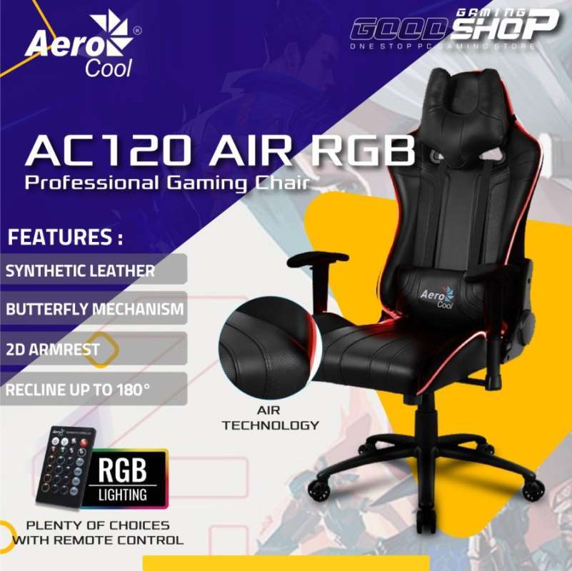 Aerocool ac120 air black gaming chair best sale with rgb lighting