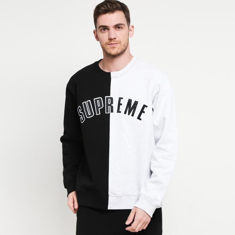 Jual Supreme Split Crewneck Sweater Pria - Black - L Black White