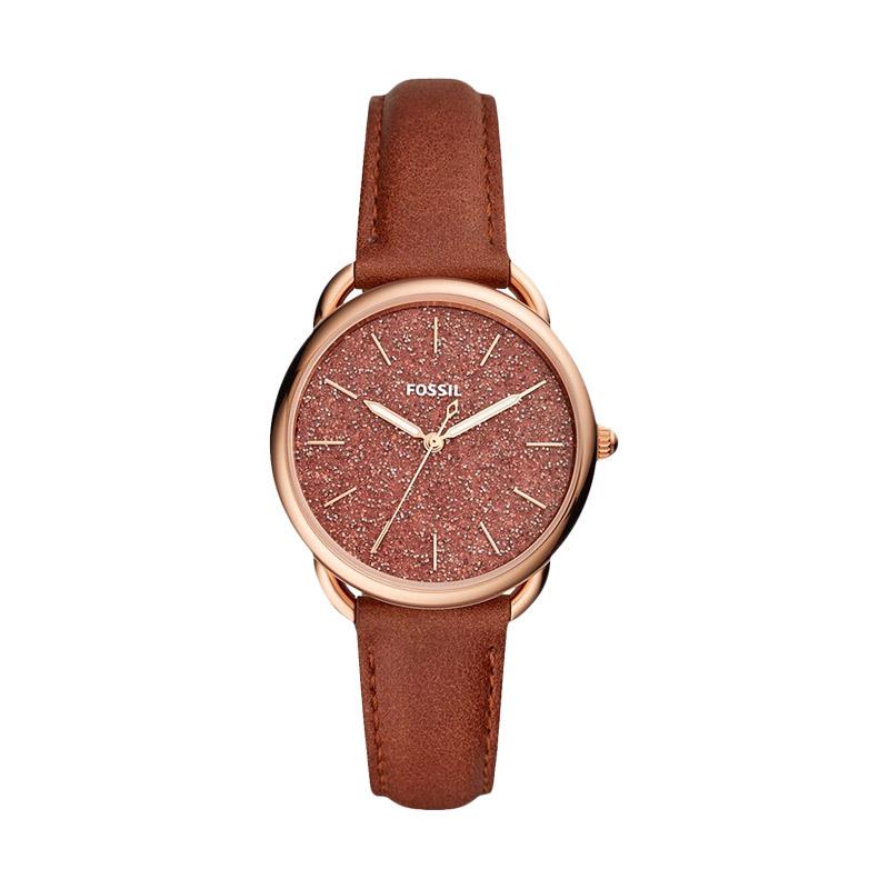 Fossil ES4420 Tailor Glitter Leather Strap Jam Tangan Wanita Dark Brown