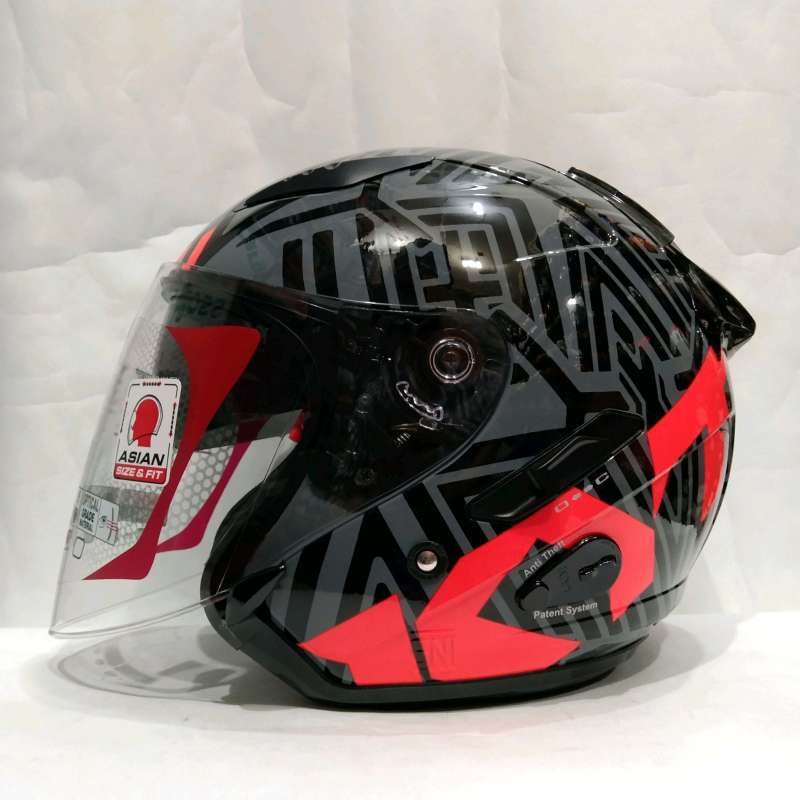 Jual Helm Kyt Galaxy Flat R Neon Gorila Grey Red Fluo Helm Half