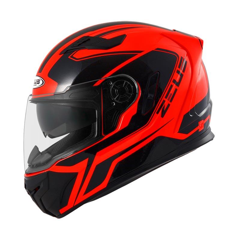 Promo Zeus Zs-813 Motif Helm Full Face Fluor Orange An6 Black M