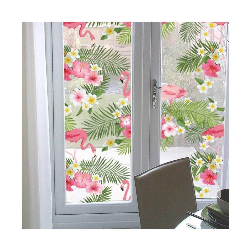 bluelans tropical flamingo door window glass sticker removable pvc decal room decor 2
