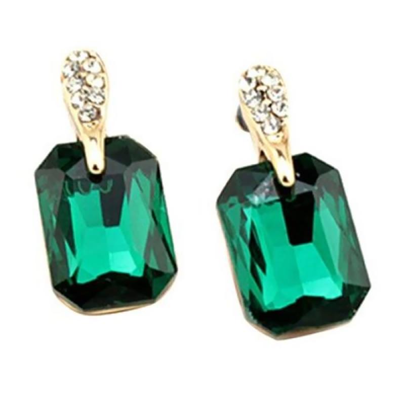 Bluelans Women Elegant Rectangle Rhinestone Ear Studs Earrings Jewelry Birthday Gift Green Bluelans Women Elegant Rectangle Rhinestone Ear Studs Earrings Jewelry Birthday Gift Green