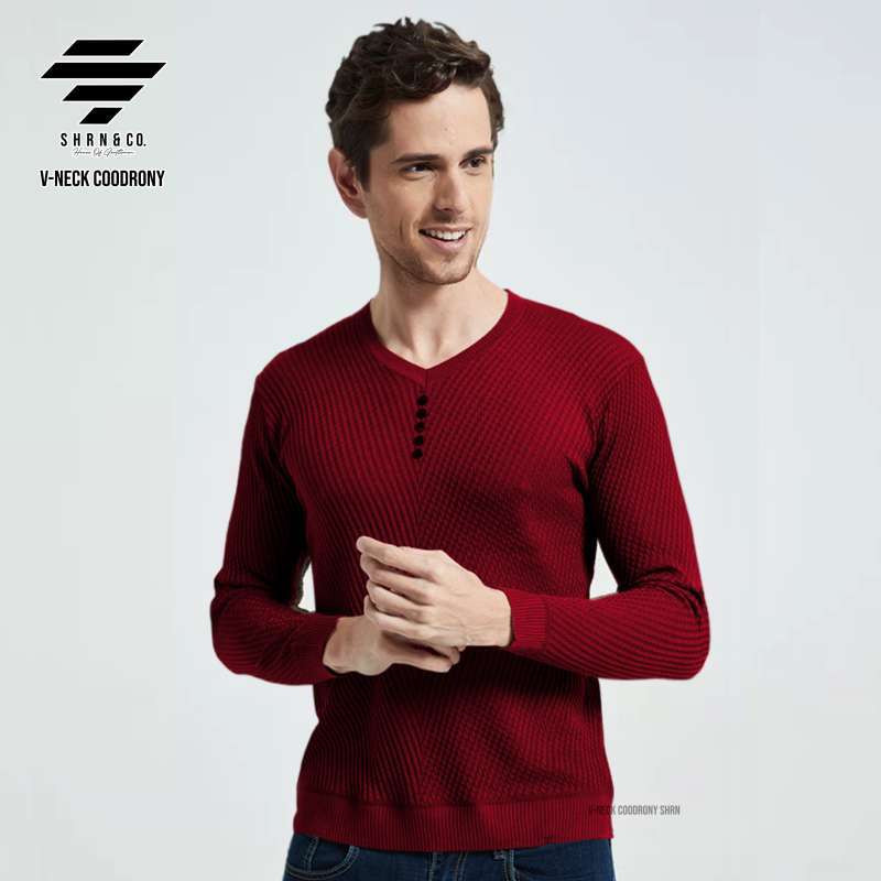 Jual Coodrony Sweater Rajut Pria Kerah V Neck Lengan Panjang