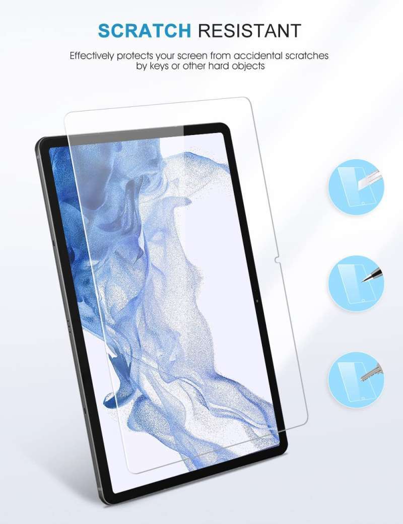Samsung Galaxy Tab A8 8-Inch Tempered Glass for 2021 Model with 9H Hardness, Anti-Shatter and Smudge-Resistant Features. Perfect Screen Protection