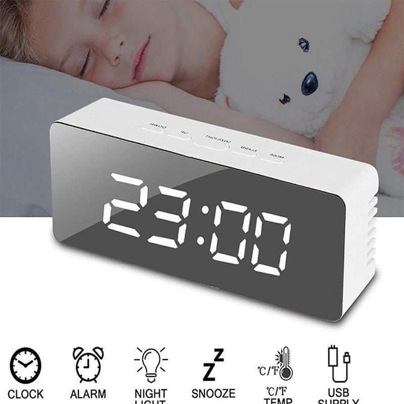 Jual H Ikea Rectangle Led Mirror Alarm Clock Digital Snooze Time Display Table Clock Online September 2020 Blibli Com