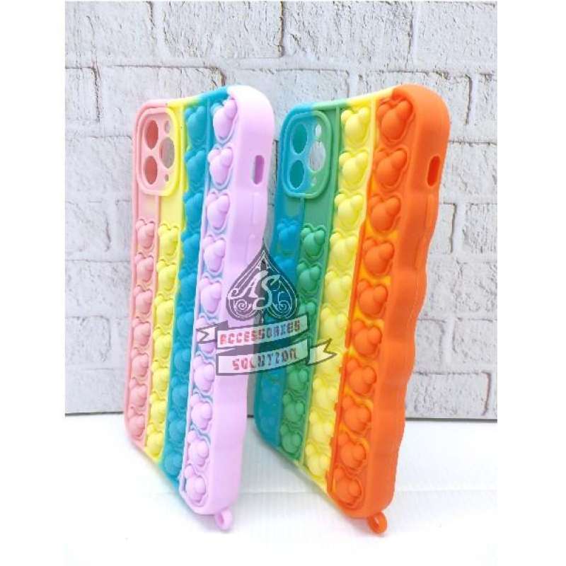 Silicone Case Pop It IPhone Case Penghilang Stress Rainbow
