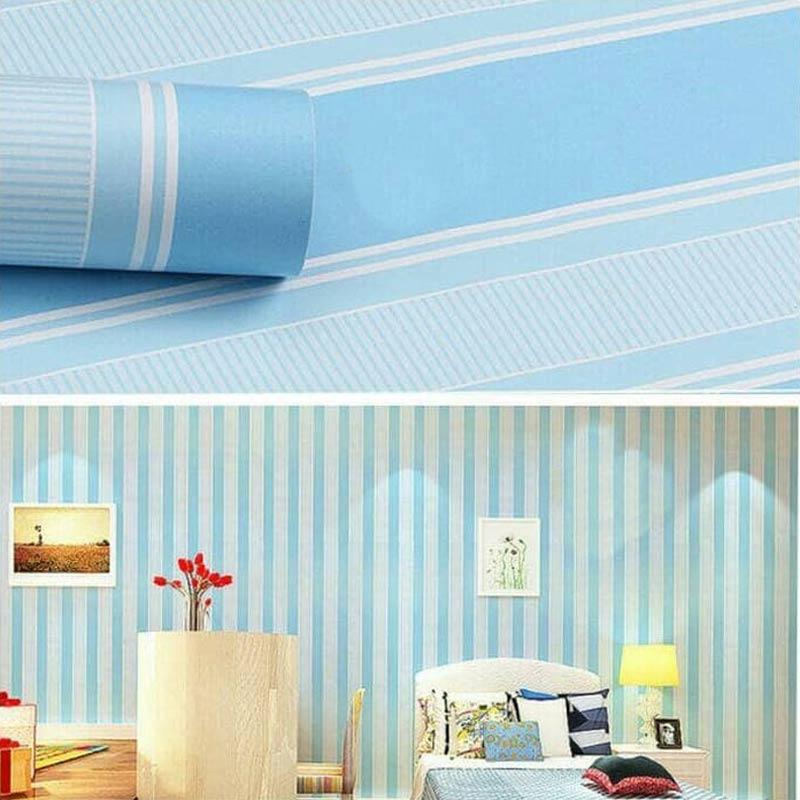 Jual Oem Motif Biru Putih Bergaris Wallpaper Dinding 10 M X 45 Cm Online Oktober 2020 Blibli Com