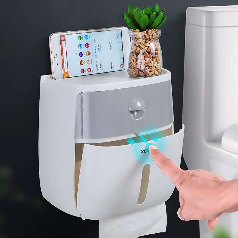 Jual Double Layer Waterproof Wall Mount Toilet Paper Towel Holder Shelf Storage Box Online November 2020 Blibli Com