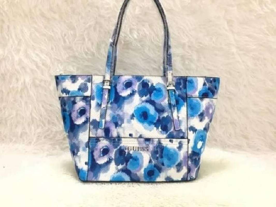 Jual Tas Guess Delaney Flower Blue Guess Tote bag Original di