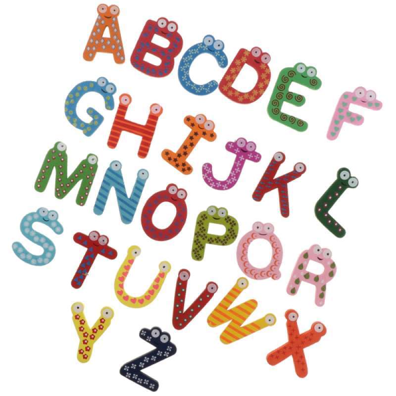 26pcs/set Kids Educational Toy Wood Letters A-Z Alphabet Learning Fridge Magnet 