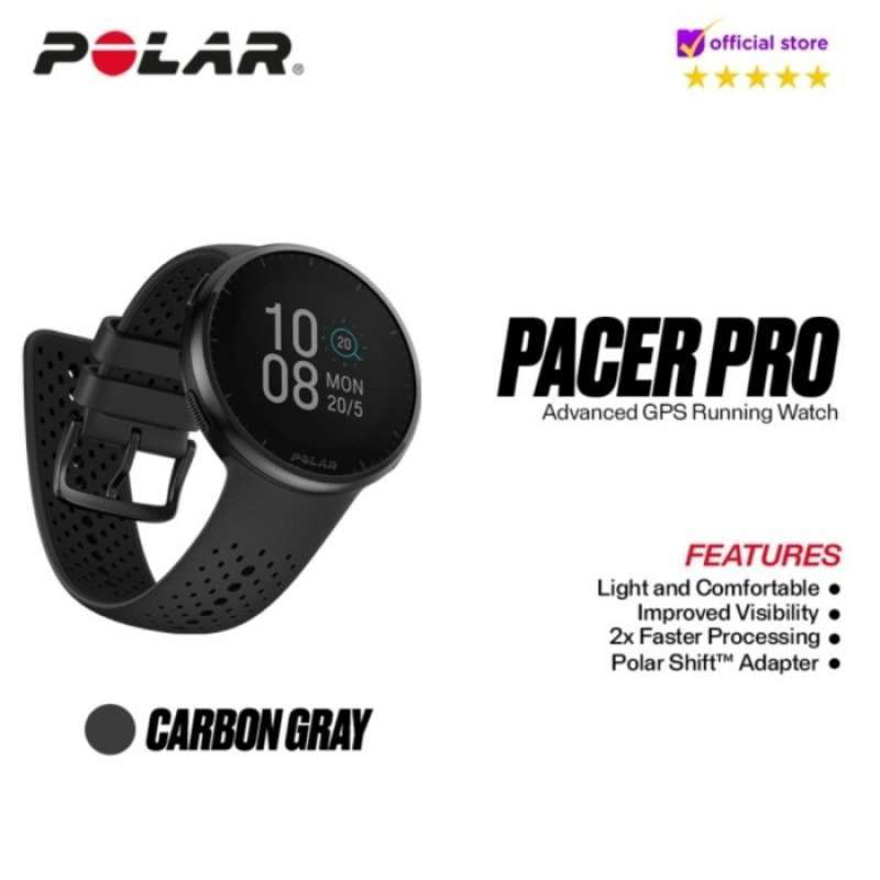 Polar Pacer Pro Advanced GPS Running Watch, Grey/Black 