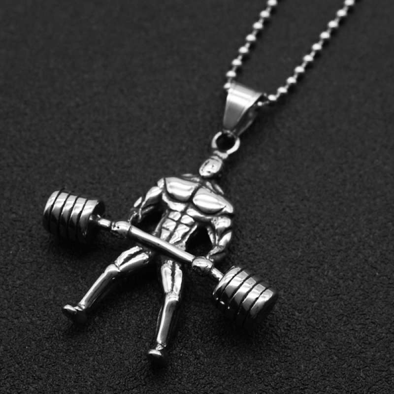 Jual Punk Biker Gym Sport Fitness Barbell Pendant Muscle Man Bodybuilder Necklace Terbaru Juli 2021 Blibli