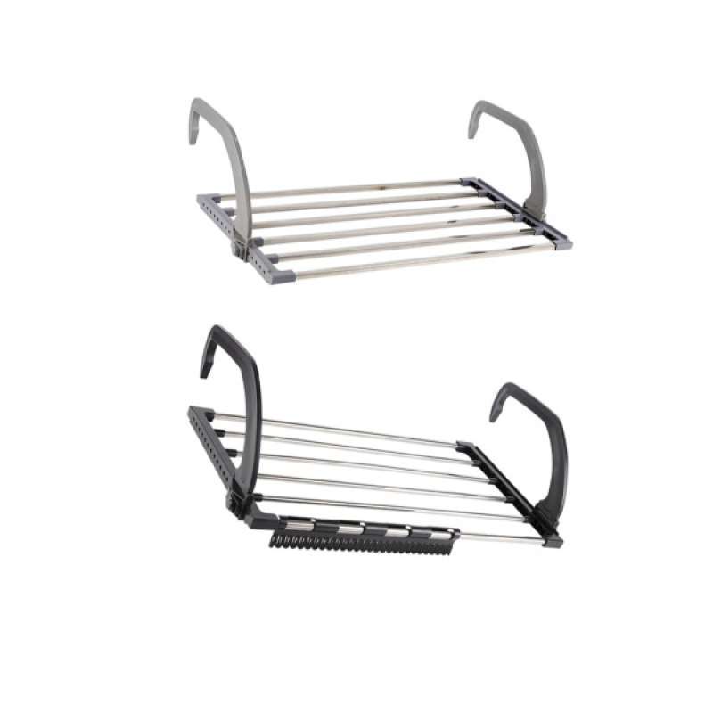 Jual 2pcs Portable Balcony Retractable Clothes Rack Folding Hanger Online Oktober 2020 Blibli Com