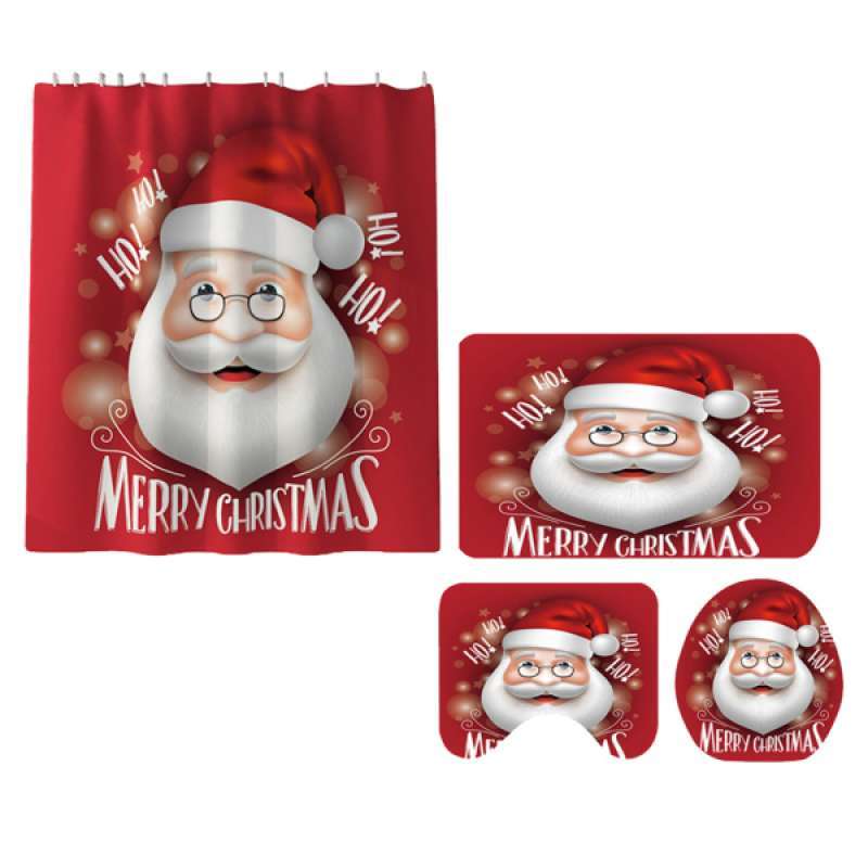 Jual Merry Christmas Bathroom Decorative Set Includes Shower Curtain U Shaped Contour Toilet Mat Bath Mat And Toilet Lid Cover Christmas Santa Claus B Online September 2020 Blibli Com