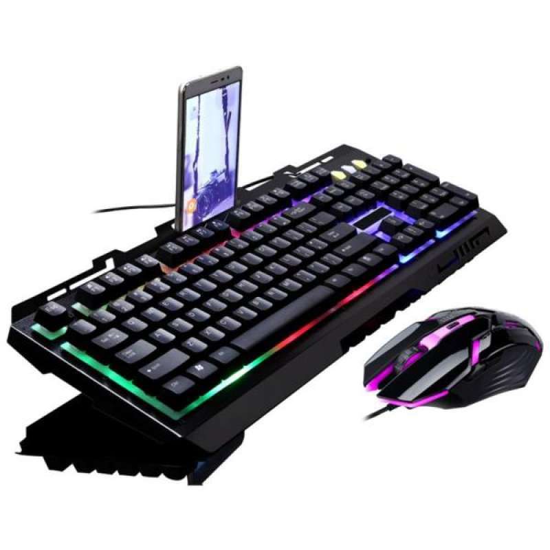 Jual Gaming Keyboard Mouse Combo Led Rainbow Color Backlit 104 Keys Usb Wired Online Januari 2021 Blibli