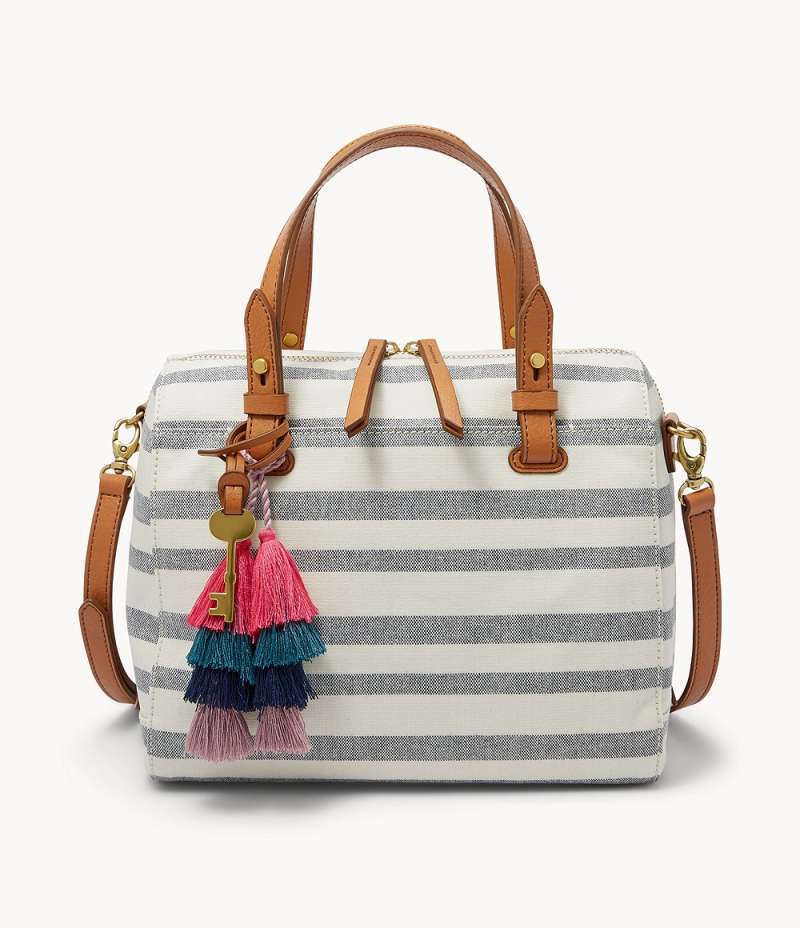 Jual Fossil Rachel Satchel Grey Stripe ZB7714566 Tas Wanita grey