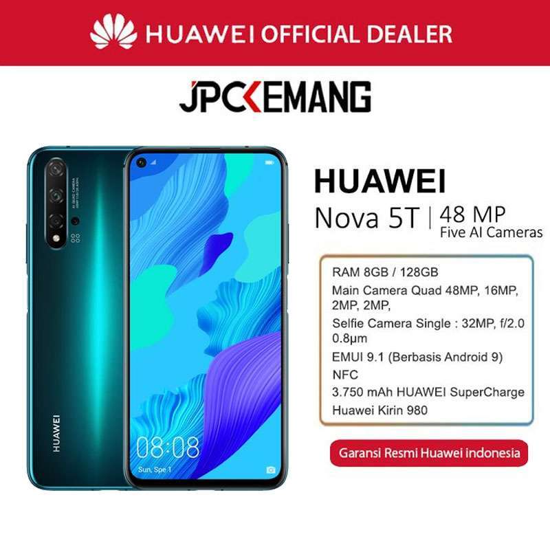 Jual Jpc Kemang Huawei Nova 5t 8gb 128gb Ram 8gb Rom 128gb Garansi Resmi Online Oktober 2020 Blibli Com