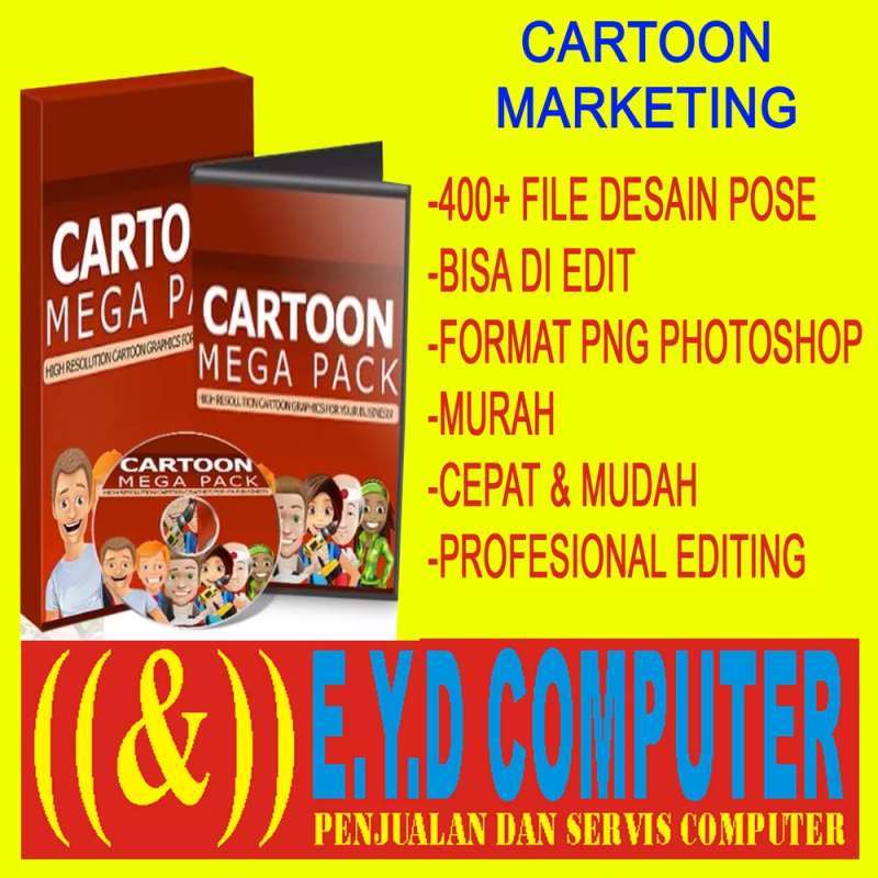 desain template kartun marketing editing photoshop