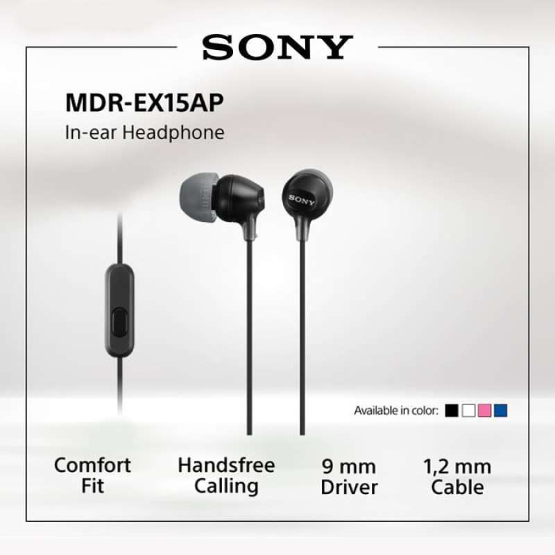Jual SONY MDR-EX15AP Black In Ear Earphone With Mic / EX15AP / EX-15AP -  Hitam di Seller anastoreld - Indonesia | Blibli
