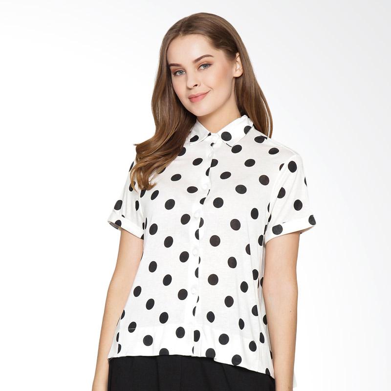 REE Polka Dot Shirt Atasan Wanita - Black