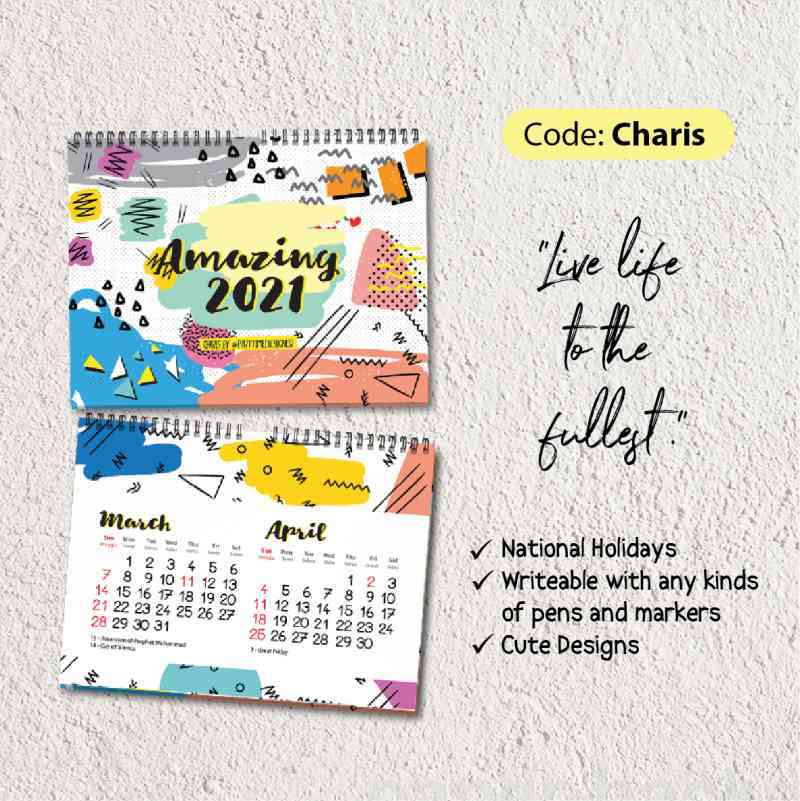 Jual Kalender 2021 Charis Colorful Calendar Online Januari 2021 Blibli