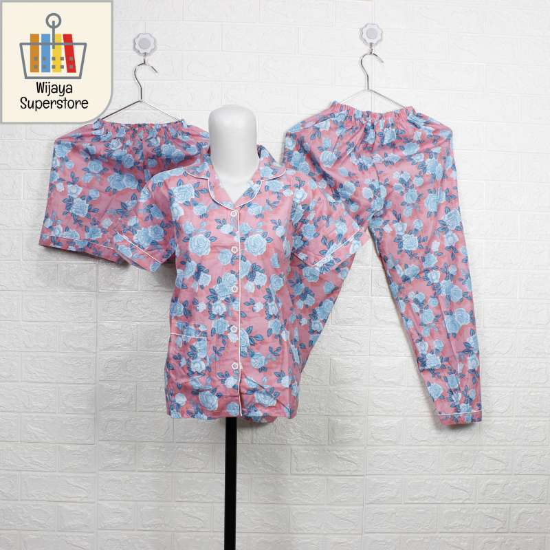 Jual 3 In 1 Piyama Baju Tidur Wanita Remaja Dewasa Motif Bunga Ld 100 Online April 2021 Blibli
