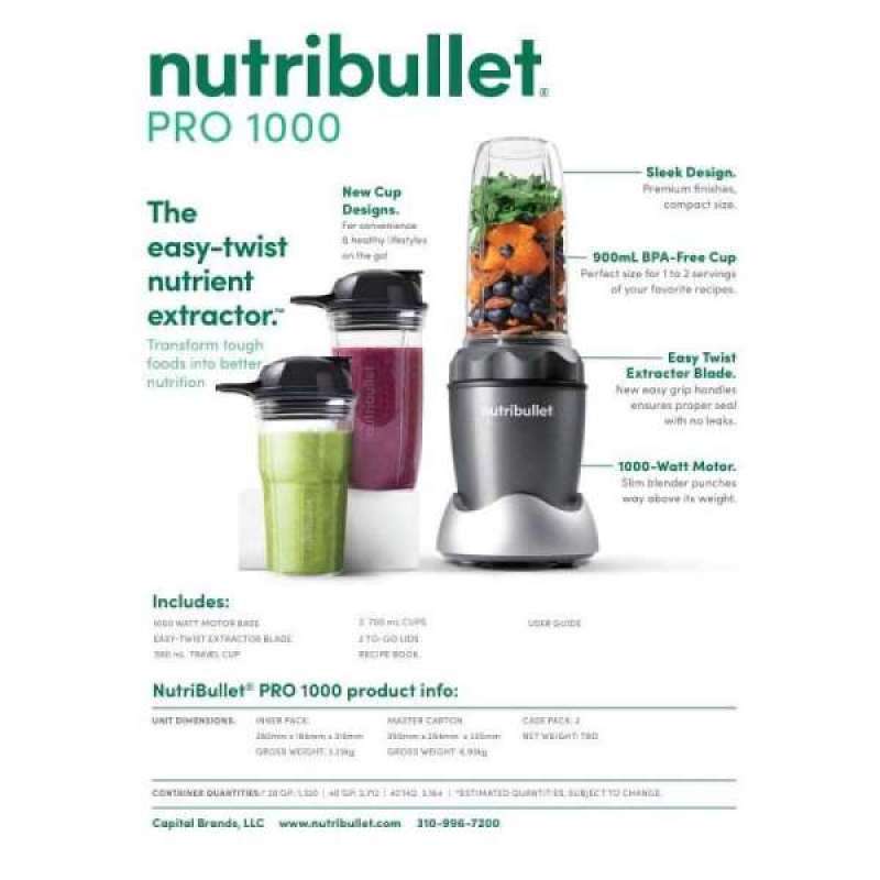 Jual Nutribullet Pro 1000W 8 Pc Dark Grey di Seller HomeCantik