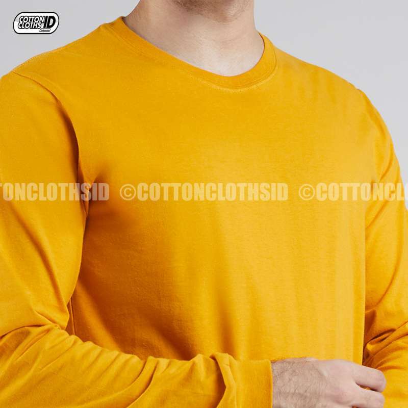 Kaos Polos Longsleeve Yellow Mustard di 