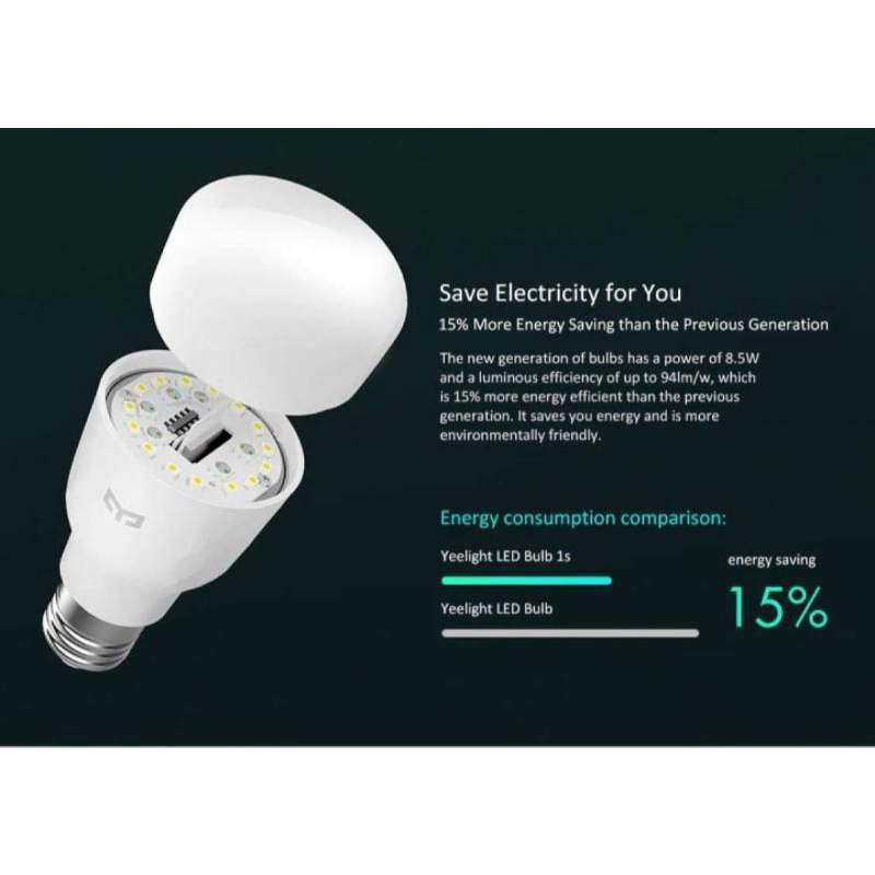 xiaomi yeelight smart led light bulb 1s 800 lumens yldp13yl