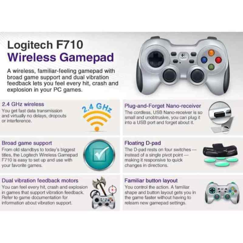 promo logitech f710 stick gamepad controler usb pc joystick terlaris