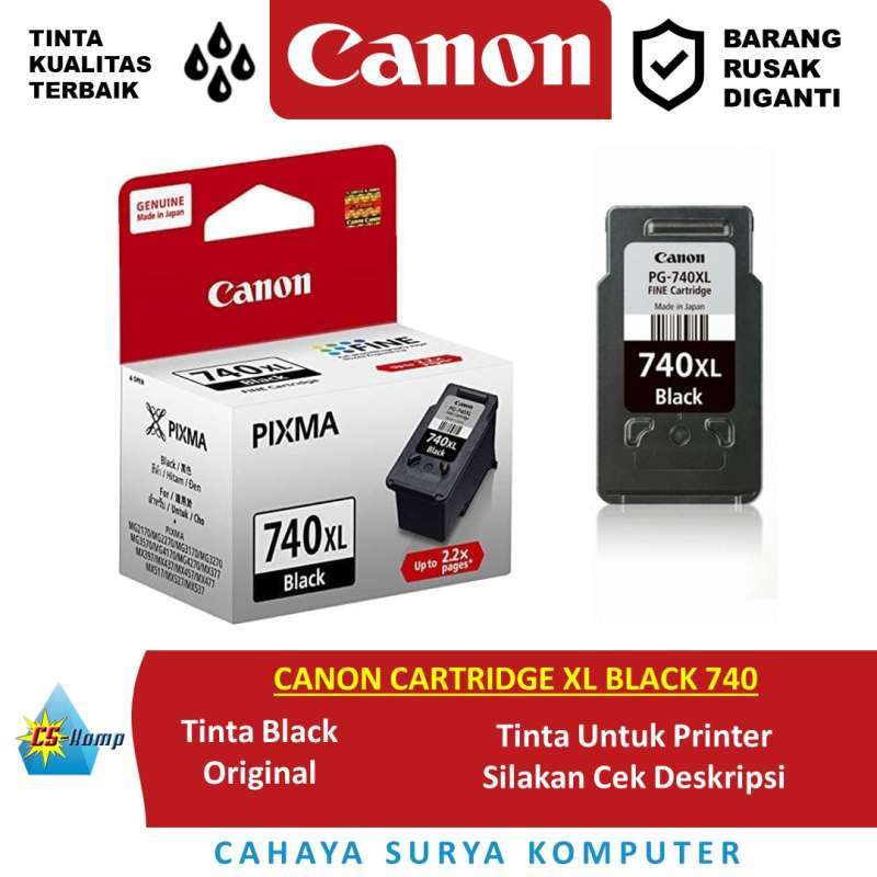 canon cartridge xl black 740 untuk printer mg2170 mg2270 mg3170 mg3570 mg4170 mg4270 mx377 mx437 mx457 mx517 mx527 mx397