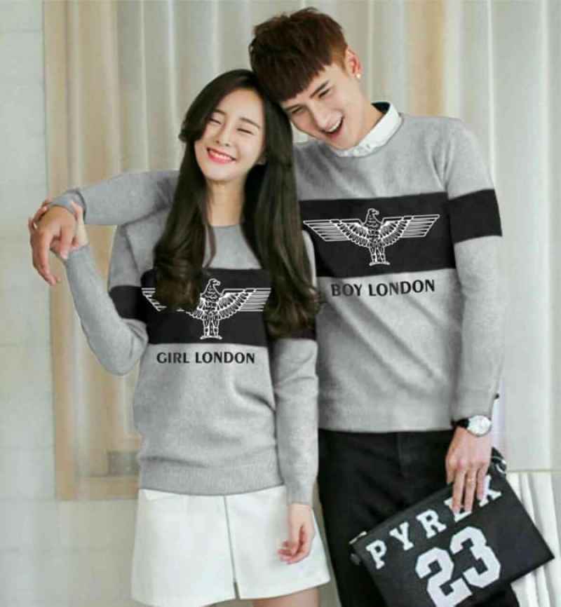Jual Sweater Couple Pasangan Pakaian Kapel Kapelan Pacar Kekinian Terbaru Kopel London Abu 11246 Online Mei 2021 Blibli