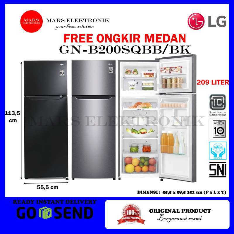 Jual Kulkas Lg Gn B200sqbb Bk Inverter 209 Liter Gn B200sqbb Gn B 200 Sqbb Gnb200sqbb Terbaru Juli 2021 Blibli