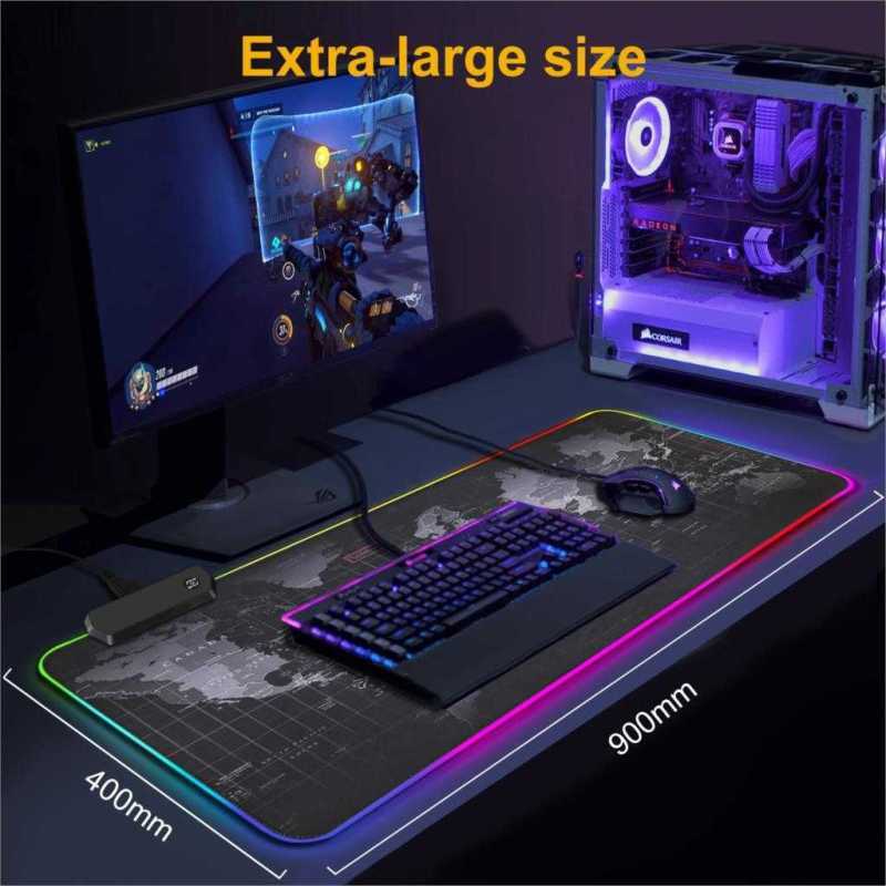 iahead gaming mouse pad xl peta dunia led rgb mp10 300 x 700