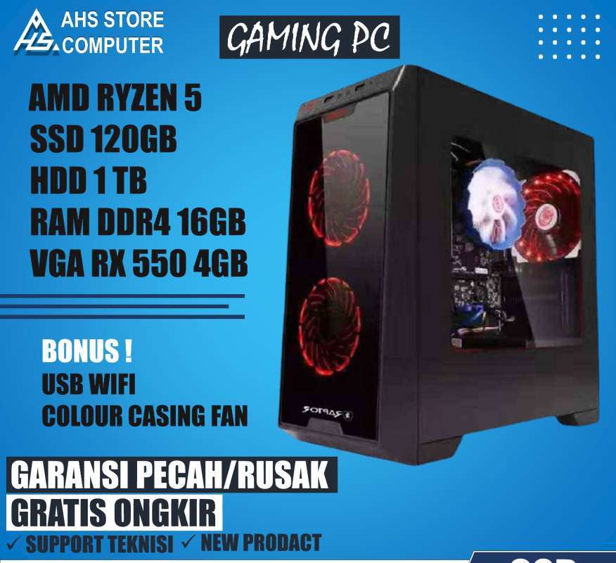 Jual Pc Gaming Amd Ryzen 5 3400g Ram Ddr4 16gb Ssd 120gb Hdd 1 Tb Vga Rx 550 4gb Rendering Murah E89 Terbaru Juni 2021 Blibli