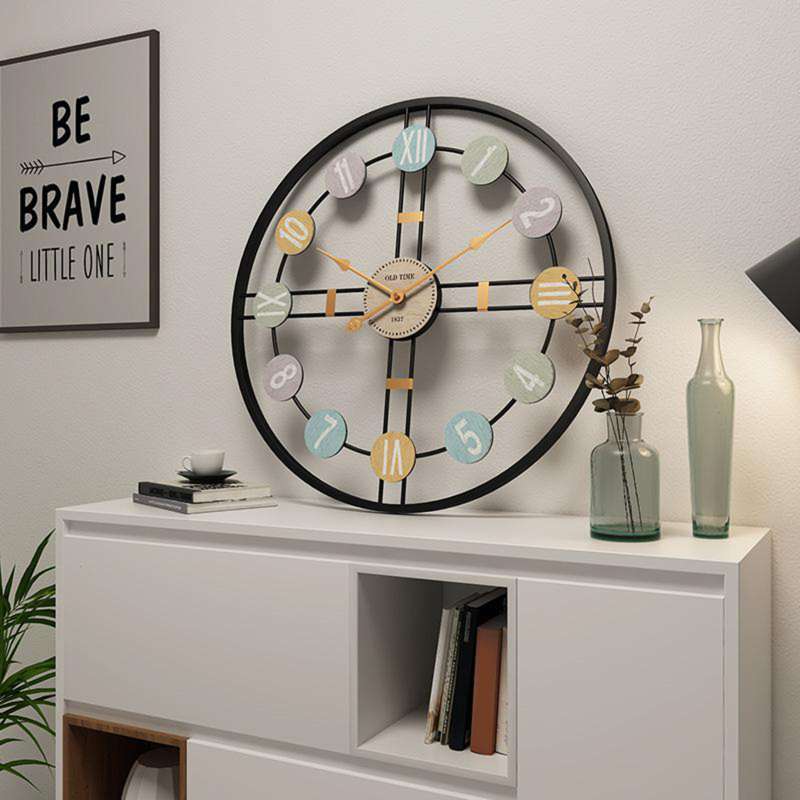 40CM Silent Metal Wall Clock Vintage Hanging Wall Clock Roman Numeral Decorative 