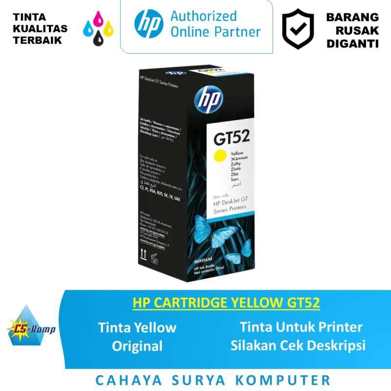 Promo HP CARTRIDGE YELLOW GT52 UNTUK PRINTER HP DeskJet GT 5810 and 5820  All-in-One Printers, HP Ink Tank 310 series, HP Ink Tank Wireless 410  series di Seller Cahaya Surya Komputer -
