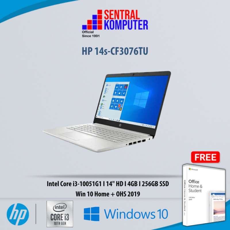 Laptop HP 14s CF3076TU dengan Intel Core i3, RAM 4GB, SSD 256GB, dan Layar 14 HD. Cocok untuk Pelajar dan Profesional yang Mengutamakan Mobilitas