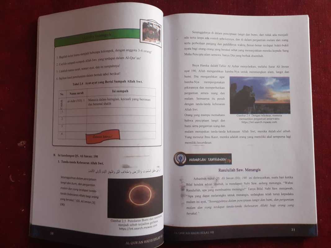 Jual Buku Siswa Al Quran Hadis Kelas 7 Mts Kemenag 2020 Online April 2021 Blibli