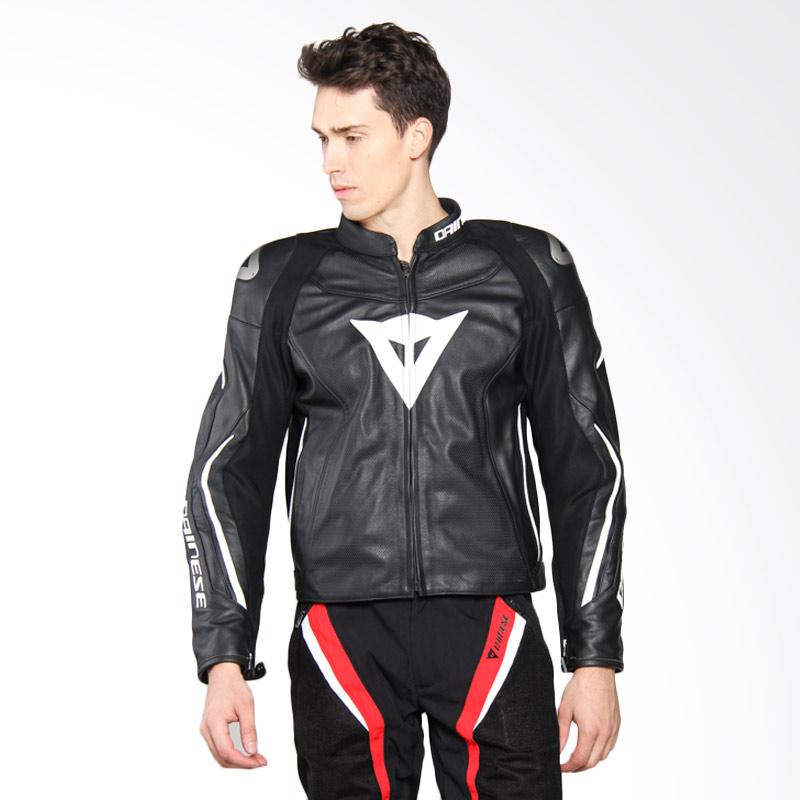 Jual Dainese Assen Perforated Leather Jaket Motor Black White di