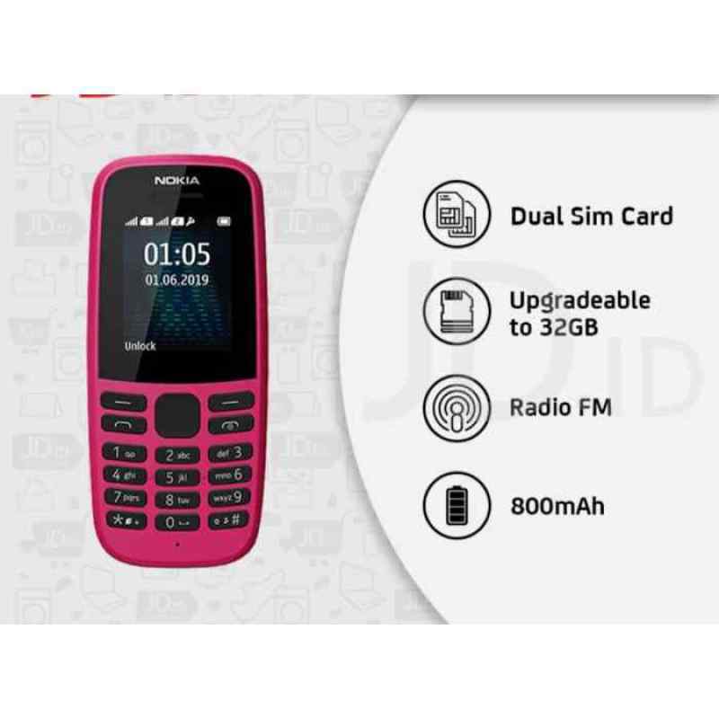 Nokia 2010nokia 105 4g Dual Sim 1.8inch Display 1020mah Battery With Fm  Radio