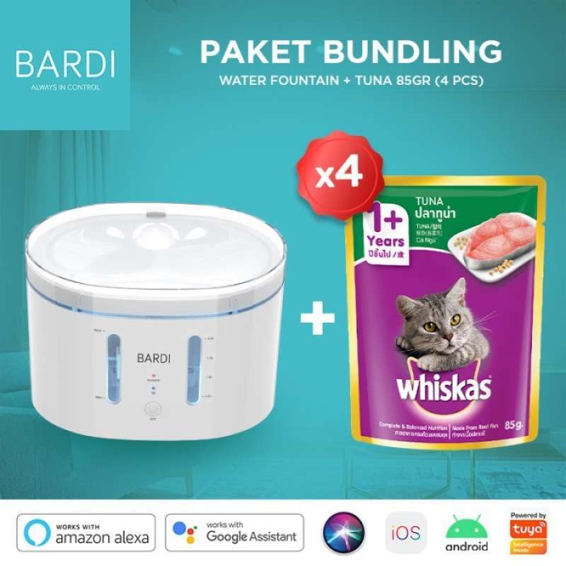 Bardi Smart WIFI Water Fountain Gratis Whiskas Tuna 85GR
