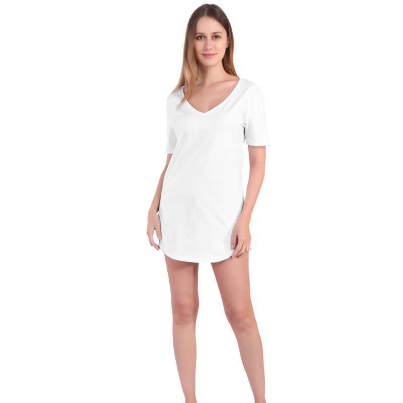 deep v neck t shirt dress