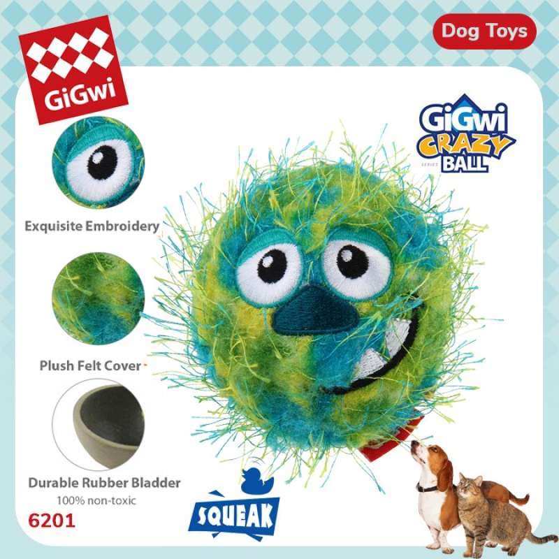 Jual Gigwi Mainan Anjing Crazy Ball With Foam Rubber Ball And