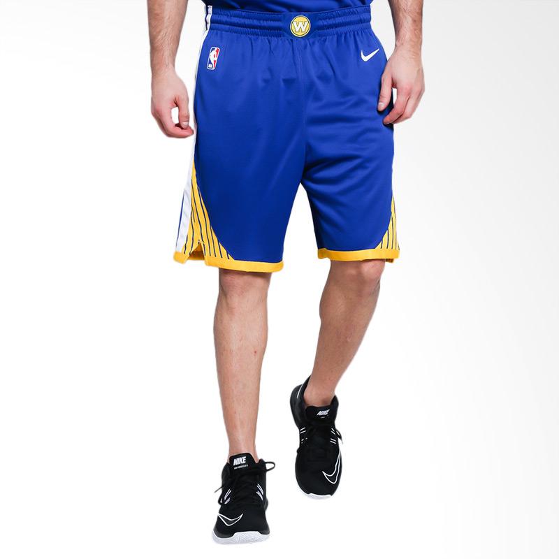 nike men basketball golden state warriors swingman short road 18 celana basket pria blue aj5605 495