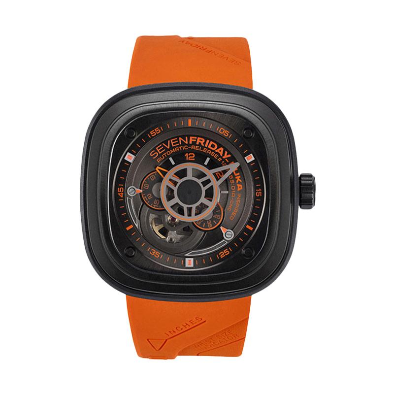 Sevenfriday P3 04 KUKA P Series Automatic Miyota 8S27 Rubber Strap Jam Tangan Wanita Orange Black